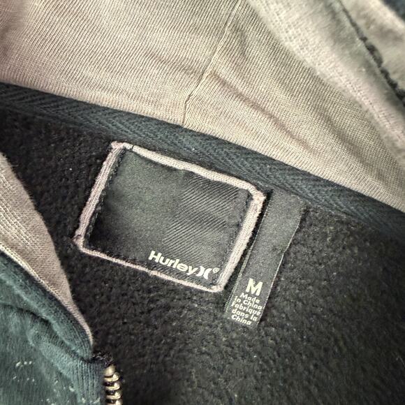 Vintage Hurley Full Zip Hoodie Mens Medium Black Grunge Skate Surf Y2K - Picture 3 of 10